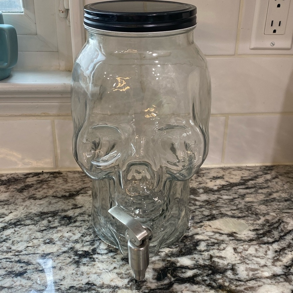 Pottery Barn skull- skeleton beverage dispenser